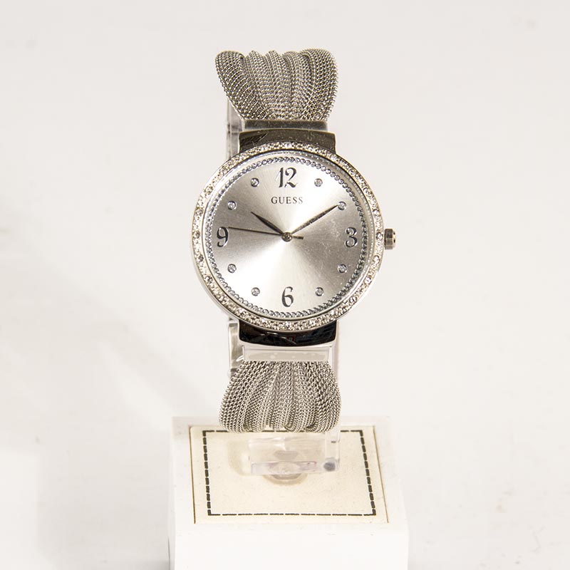 Guess Chiffon Silver Dial Silver Mesh Bracelet Watch For Women - W1083L1 Buy Now By Guess