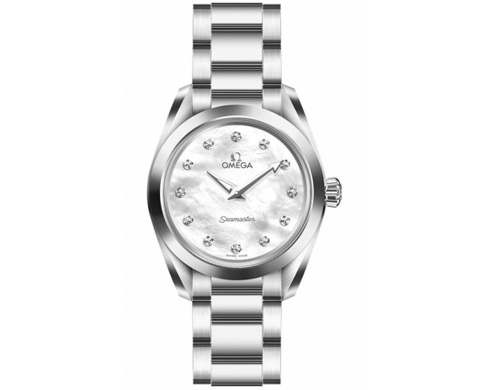 Omega Seamaster Aqua Terra Quartz Diamonds Mother of Pearl Dial Silver Steel Strap Watch for Women - 220.10.28.60.55.001 Buy Now By Omega