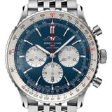 Shop Breitling Navitimer B01 Chronograph 46 Blue Dial Silver Steel Strap Watch for Men - AB0137211C1A1 in USA
