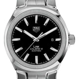 Shop Tag Heuer Link Quartz Black Dial Silver Steel Strap Watch for Women - WBC2110.BA0603 in USA