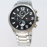 Shop Tommy Hilfiger Jackson Quartz Black Dial Silver Steel Strap Watch for Men - 1791243 in USA