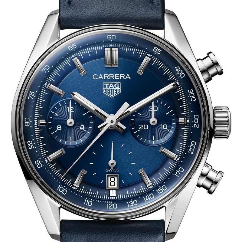 Tag Heuer Carrera Chronograph Blue Dial Blue Leather Strap Watch for Men - CBS2212.FC6535 Buy Now By Tag Heuer