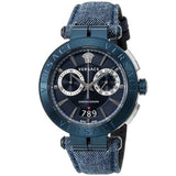 Shop Versace Aion Chronograph Blue Dial Blue Leather Strap Watch for Men - VBR070017 in USA