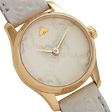 Shop Gucci G Timeless Quartz White Dial White Leather Strap Watch For Women - YA126580A in USA
