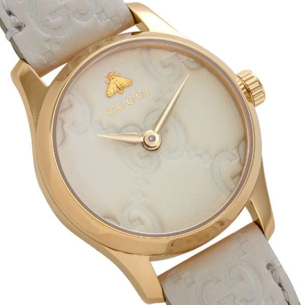 Shop Gucci G Timeless Quartz White Dial White Leather Strap Watch For Women - YA126580A in USA