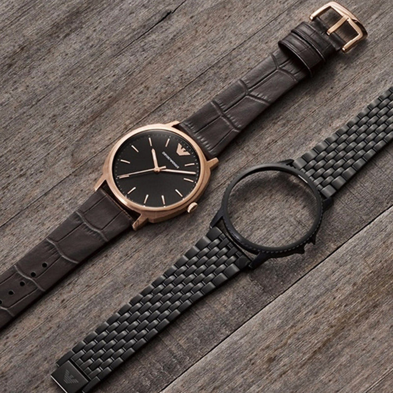 Emporio Armani Interchangeable Black Dial Black Steel Strap Watch For Men - AR80021 Buy Now By Emporio Armani