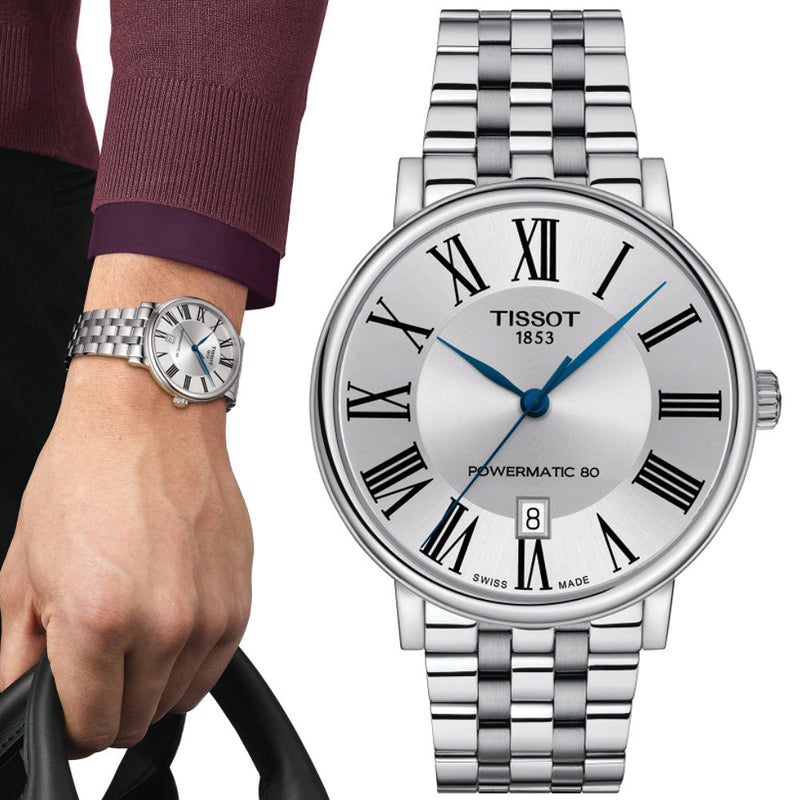 Tissot T Classic Carson Premium Powermatic 80 Silver Dial Silver Steel Strap Watch For Men - T122.407.11.033.00 Buy Now By Tissot