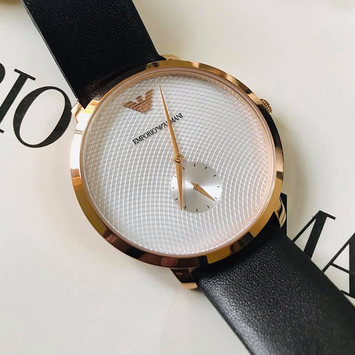 Emporio Armani Modern Slim Analog Silver Dial Brown Leather Strap Watch For Men - AR11163 Buy Now By Emporio Armani
