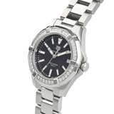 Shop Tag Heuer Aquaracer Quartz Diamonds Black Dial Silver Steel Strap Watch for Women - WAY131P.BA0748 in USA