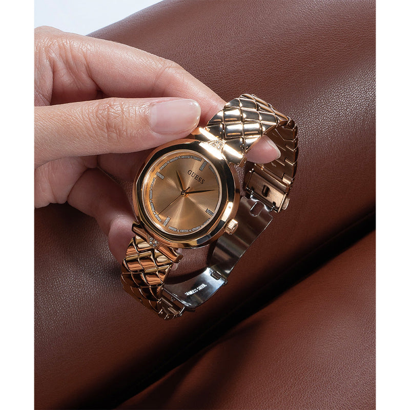 Guess Rumour Quartz Rose Gold Dial Rose Gold Steel Strap Watch For Women - GW0613L3 Buy Now By Guess
