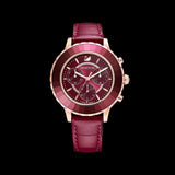 Shop Swarovski Octea Lux Chrono Red Dial Red Leather Strap Watch for Women - 5547642 in USA