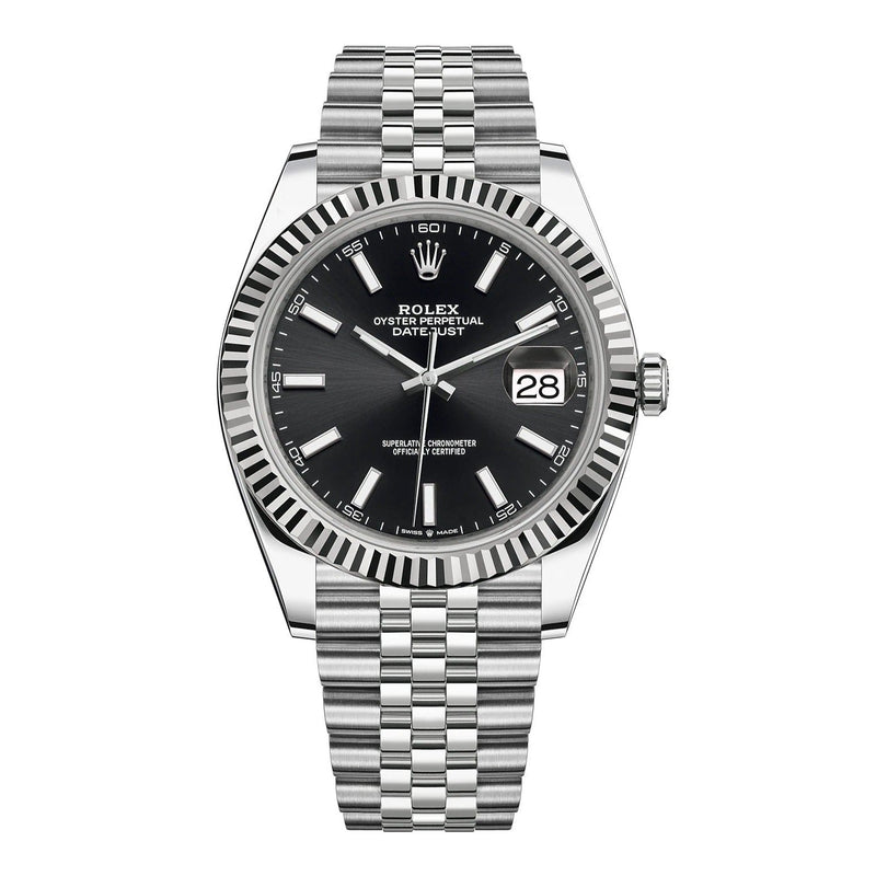 Shop Rolex Datejust 41 Oyster Black Dial Two Tone Oystersteel & White Gold Strap Watch for Men - M126334-0018 in USA