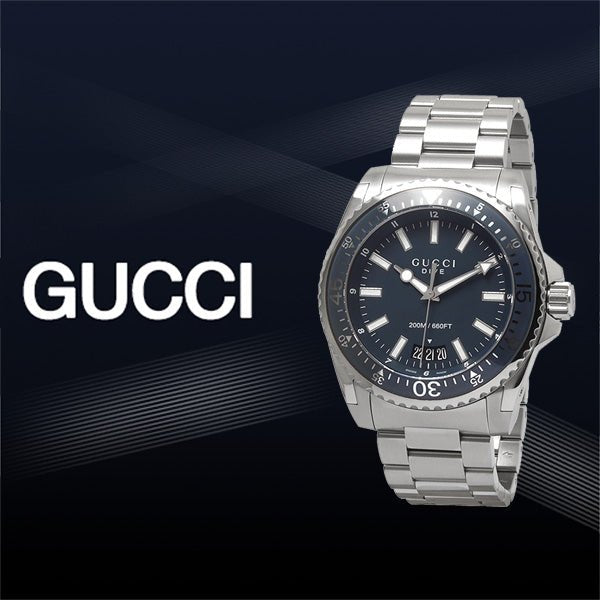 Shop Gucci Dive Analog Blue Dial Silver Steel Strap Watch For Men - YA136203 in USA