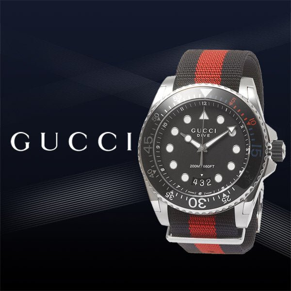 Shop Gucci Dive Black Dial Red & Blue Nylon Strap Watch For Men - YA136210 in USA