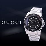 Shop Gucci Dive Analog Black Dial Silver Steel Strap Watch For Men - YA136208 in USA