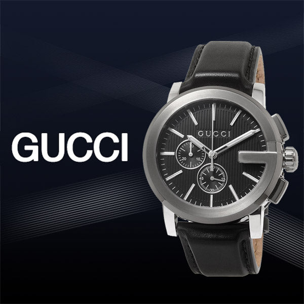 Shop Gucci G Chrono Black Dial Black Leather Strap Watch For Men - YA101205 in USA
