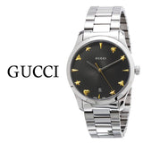 Gucci G Timeless Black Dial Silver Steel Strap Watch For Women - YA1264029A