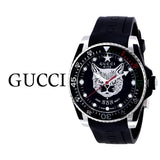 Shop Gucci Dive Feline Black Dial Black Rubber Strap Watch For Men - YA136320 in USA