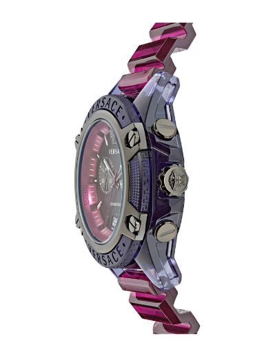 Shop Versace Icon Active Chronograph Black Dial Purple Rubber Strap Watch For Men - VEZ701423 in USA