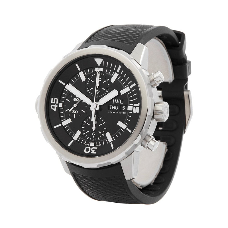 Shop IWC Aquatimer Chronograph Black Dial Black Leather Strap Watch for Men - IW376803 in USA