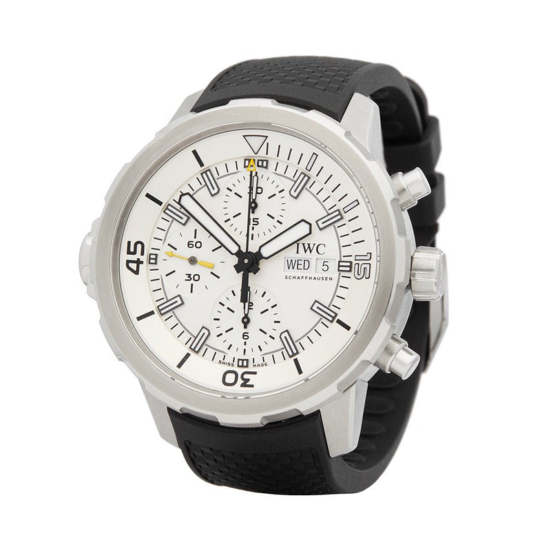 Shop IWC Aquatimer Chronograph White Dial Black Rubber Strap Watch for Men - IW376801 in USA