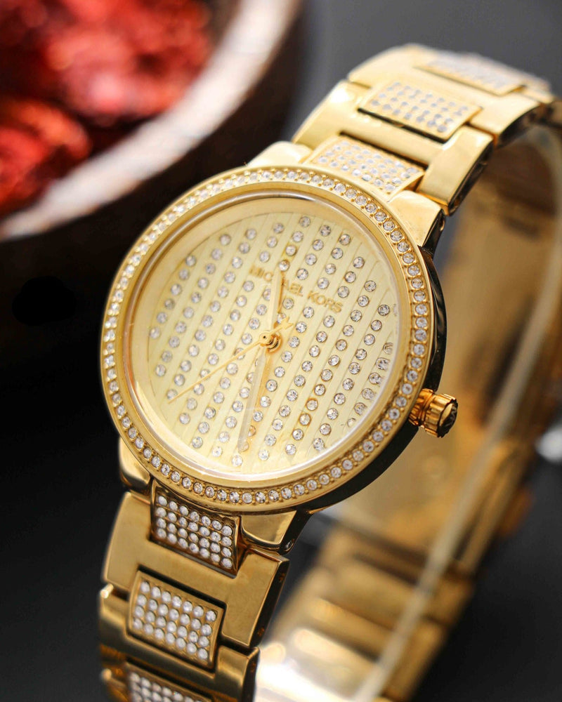 Michael Kors Gabbi Crystals Gold Dial Gold Steel Strap Watch For Women - MK3985 Buy Now By Michael Kors