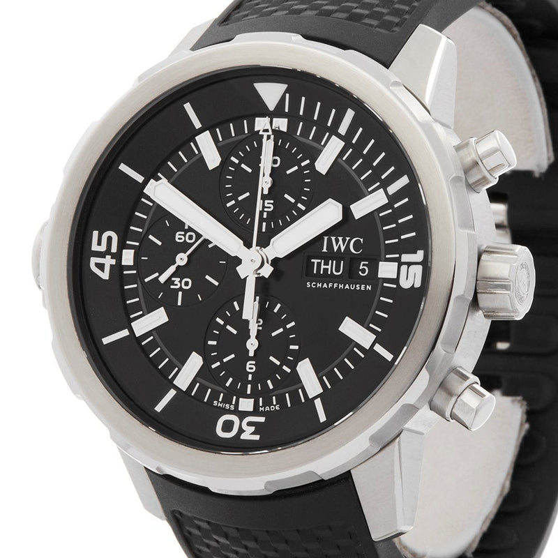 Shop IWC Aquatimer Chronograph Black Dial Black Leather Strap Watch for Men - IW376803 in USA