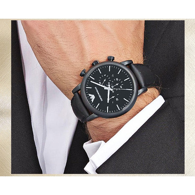 Emporio Armani Luigi Chronohraph Black Dial Black Leather Strap Watch For Men - AR1970 Buy Now By Emporio Armani