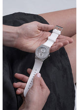 Guess Princess Crystals Silver Dial White Silicone Strap Watch For Women - GW0439L1 Buy Now By Guess