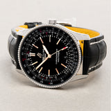 Shop Breitling Automatic 41mm Black Dial Black Leather Strap Watch for Men - A17326241B1P1 in USA