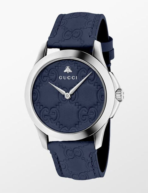 Shop Gucci G Timeless Quartz Blue Dial Blue Leather Strap Watch For Men - YA1264032 in USA
