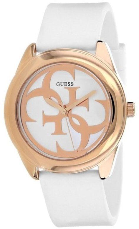 Shop Guess G Twist White & Gold Dial White Silicone Strap Watch For Women - W0911L5 in USA