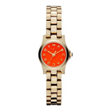 Marc Jacobs Henry Dinky Red Dial Gold Steel Strap Watch for Women - MBM3202