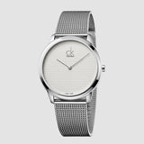 Calvin Klein Minimal White Dial Silver Mesh Bracelet Watch for Men - K3M2112Y