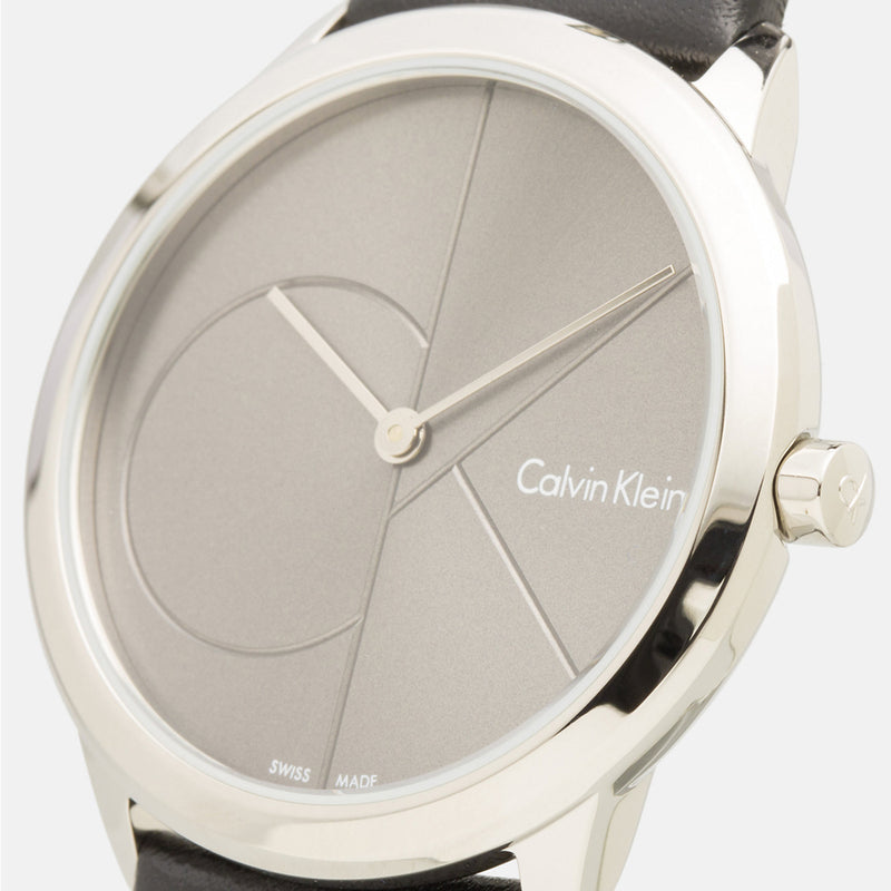Calvin Klein Minimal Black Dial Black Leather Strap Watch for Men - K3M211C3 Buy Now By Calvin Klein