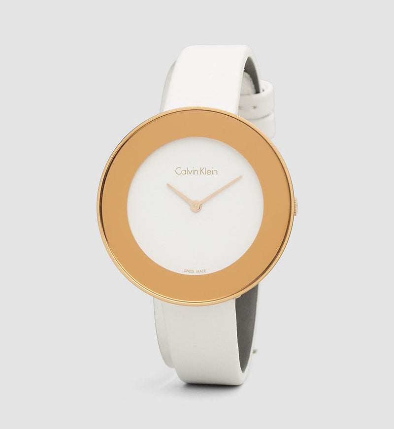 Calvin Klein Chic White Dial White Leather Strap Watch for Women - K7N236K2 Buy Now By Calvin Klein