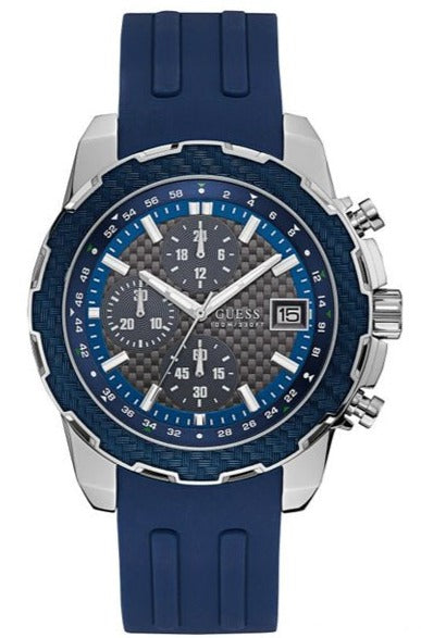 Shop Guess Octane Chronograph Black Dial Blue Rubber Strap Watch For Men - W1047G2 in USA