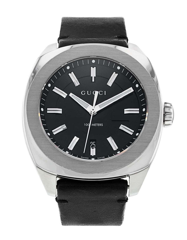 Gucci GG2570 Black Dial Black Leather Strap Watch For Men - YA142206 Buy Now By Gucci