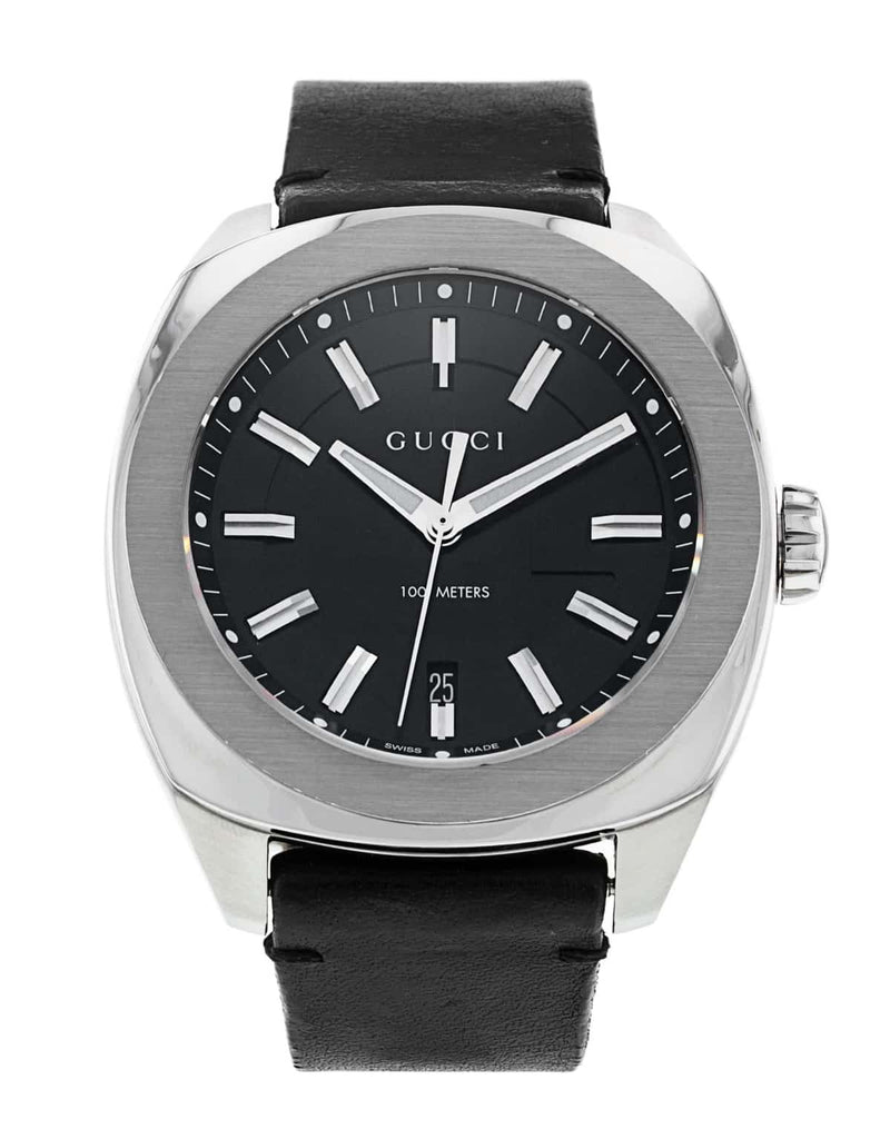 Gucci GG2570 Black Dial Black Leather Strap Watch For Men - YA142206 Buy Now By Gucci