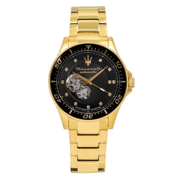 Maserati SFIDA Black Dial Yellow Gold Toned Stainless Steel Watch For Men - R8823140003 Buy Now By Maserati