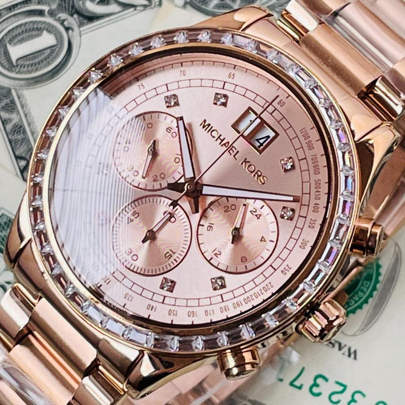 Michael Kors Brinkley Rose Gold Dial Rose Gold Steel Strap Watch for Women - MK6204 Buy Now By Michael Kors