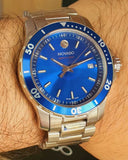 Movado Series 800 Blue Dial Silver Steel Strap Watch For Men - 2600137