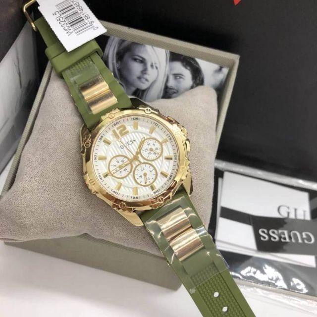 Guess Interpid 2 Golden Dial Two Tone Silicon Strap Watch For Women - W0325L5 Buy Now By Guess