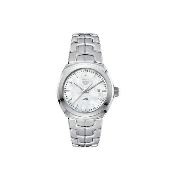 Shop Tag Heuer Link Quartz Mother of Pearl Dial Silver Steel Strap Watch for Women - WBC1310.BA0600 in USA