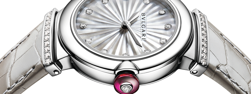 Bvlgari LVCEA Diamonds Silver Mother of Pearl Dial Silver Leather Strap Watch for Women - LVCEA103367