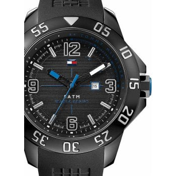 Shop Tommy Hilfiger Sport Multifunction Black Dial Black Rubber Strap Watch for Men - 1790983 in USA