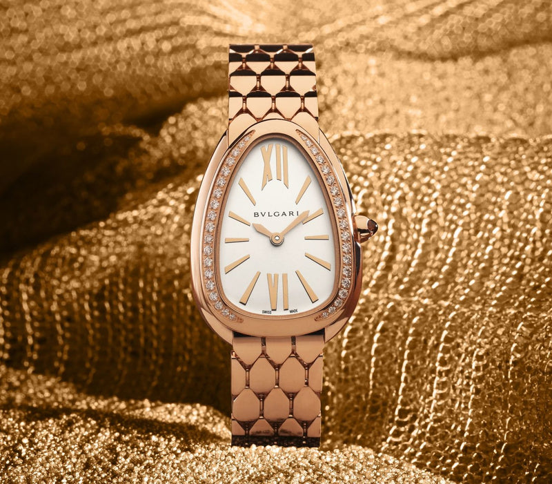 Bvlgari Serpenti Seduttori Diamonds Silver Dial Rose Gold Steel Strap Watch for Women - SERPENTI103146