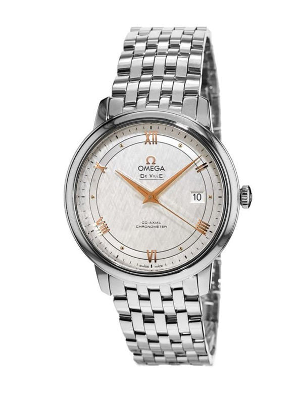 Shop Omega De Ville Prestige Co Axial Silver Dial Silver Steel Strap Watch for Men - 424.10.40.20.02.004 in USA