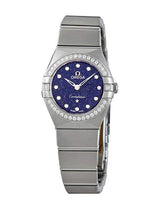 Shop Omega Constellation Manhattan Quartz Diamonds Blue Dial Silver Steel Strap Watch for Women - 131.15.25.60.53.001 in USA