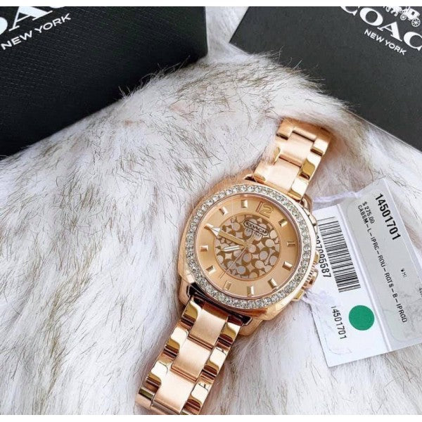 Coach Mini Boyfriend Rose Gold Dial Rose Gold Steel Strap Watch for Women - 14501701 Buy Now By Coach